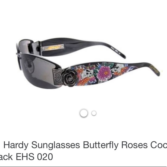 Vintage Ed Hardy Sunglasses with case and cleaner
